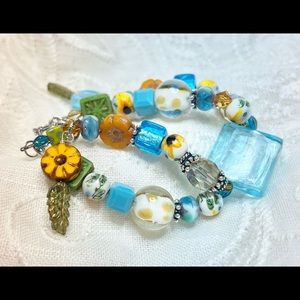 Hand painted porcelain, premium Czech, Swarovski crystals, sterling silver